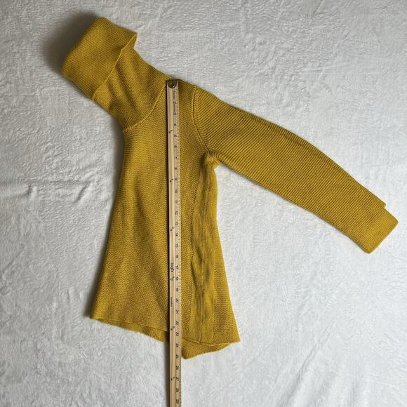 Women's Wool Blend Turtleneck Sweater Size M Mustard Minimalist Capsule Wardrobe - Picture 5 of 10